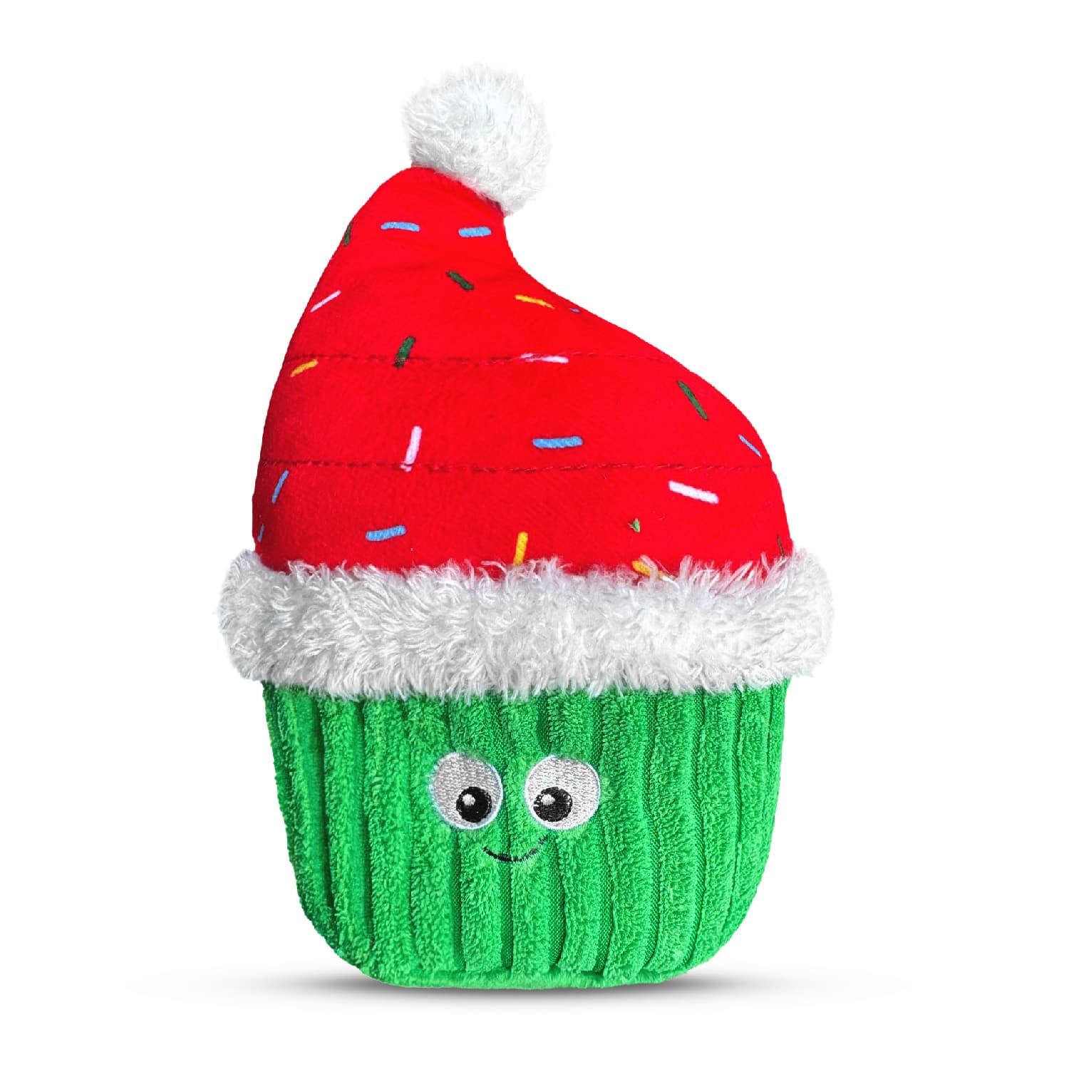 Green Red Christmas Plush Cupcake Puppy Dog Cuddle Toy