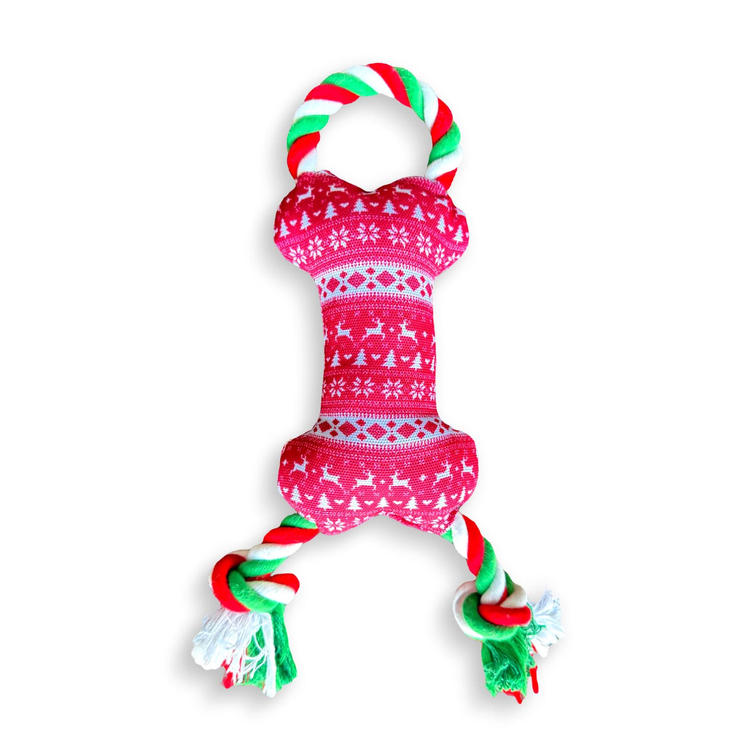 Christmas Snowflake Pattern Plush Rope Dog Tug Toy