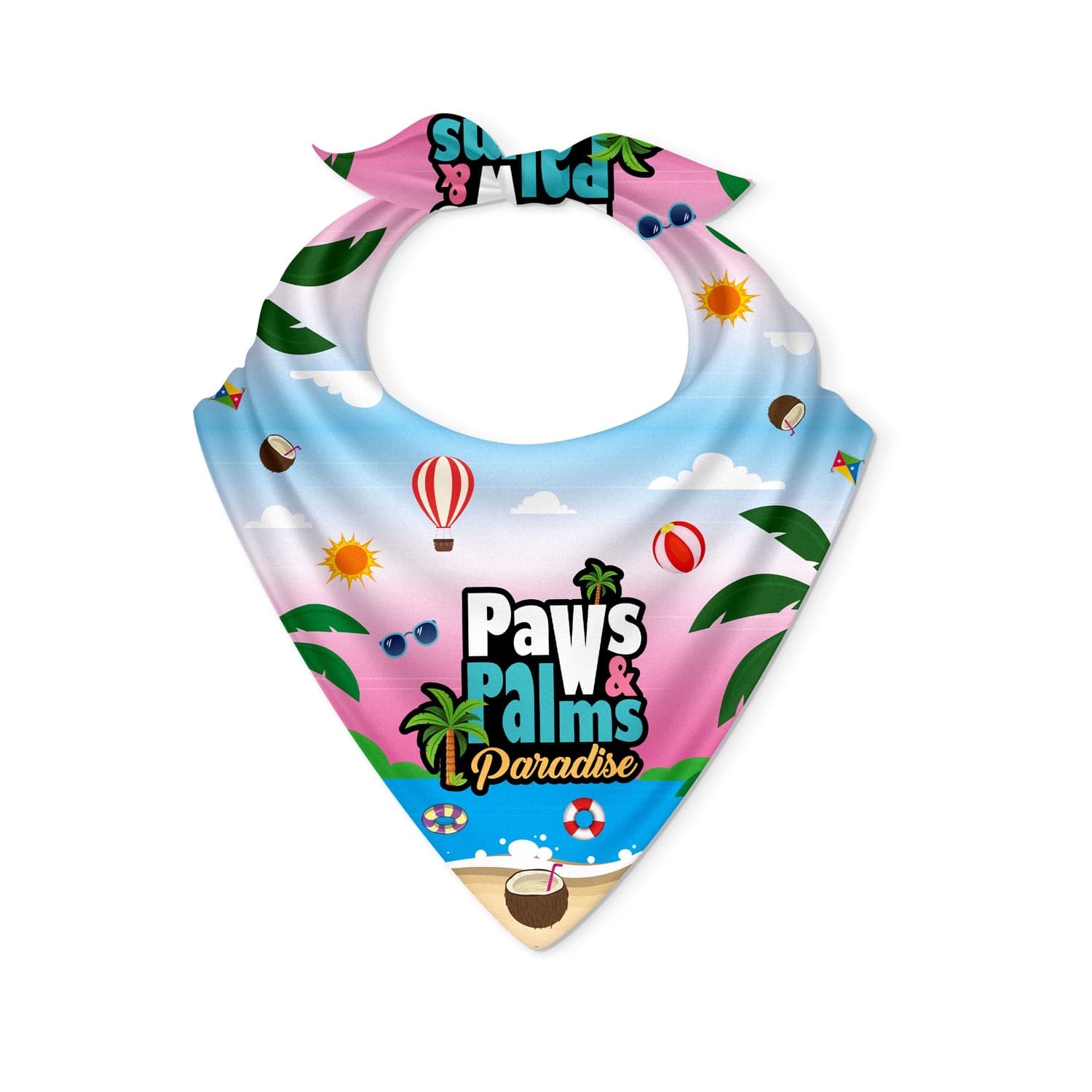 Island Vacation Themed Dog Bandana Accessory