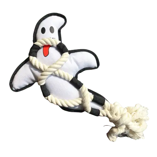 Halloween Ghost Plush Dog Toy with Interactive Rope Tug