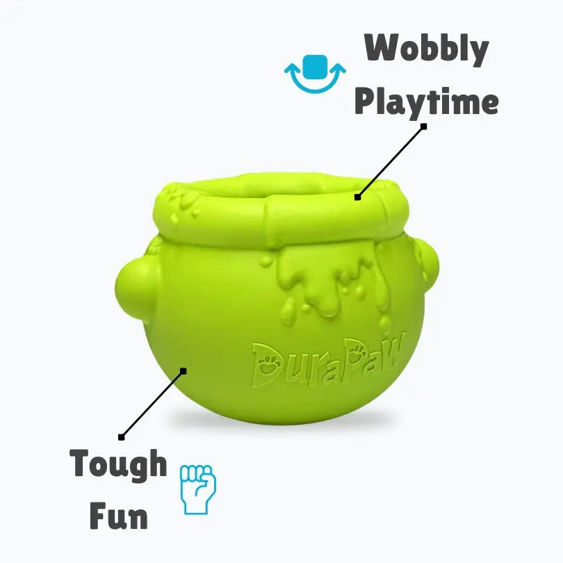 Green Durable DuraPaw Enrichment Toy for Wobbly Toppler Treat Time