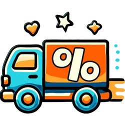 Colorful Cartoon Free Shipping Delivery Truck Discount Icon 