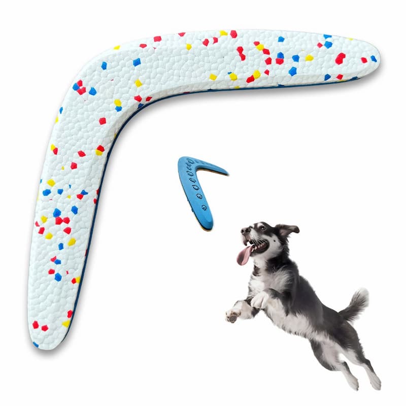 Large Boomerang Frisbee Dog Fetch Toy with Colorful Pattern